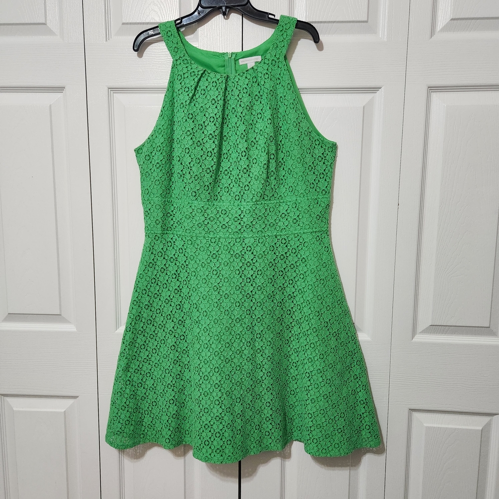 Vibrant Green Sleeveless Haulter Top Dress